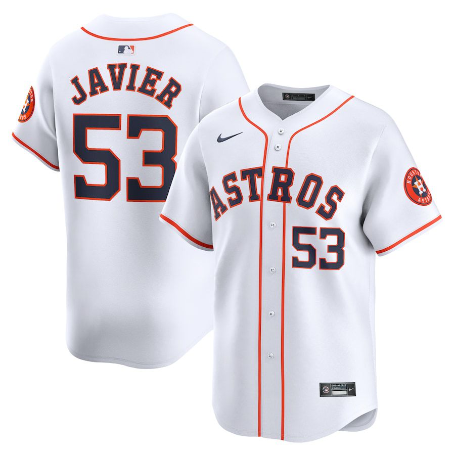 Men Houston Astros #53 Cristian Javier Nike White Home Limited Player MLB Jersey->houston astros->MLB Jersey